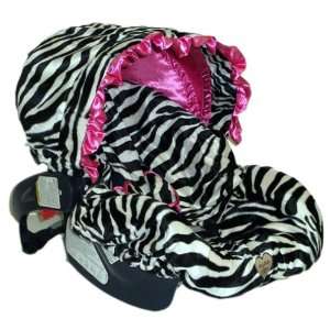   Baby Bella Maya Infant Car Seat Cover in Zebra with Pink Ruffle: Baby