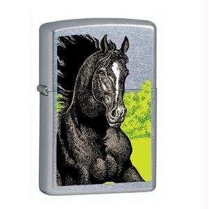 Zippo Street Chrome Lighter, Black Horse 