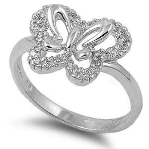   Sterling Silver with Cubic Zirconia Butterfly Ring, Size 8 Jewelry