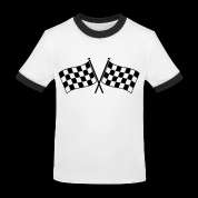 two checkered flags RACING MOTOR SPORTS Kids Shirts
