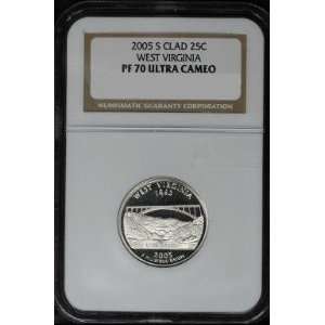  2005 S CLAD 25 CENT WEST VIRGINIA NGC PROOF 70 ULTRA CAMEO 