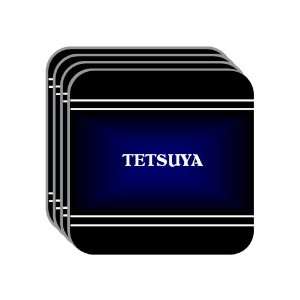 Personal Name Gift   TETSUYA Set of 4 Mini Mousepad Coasters (black 