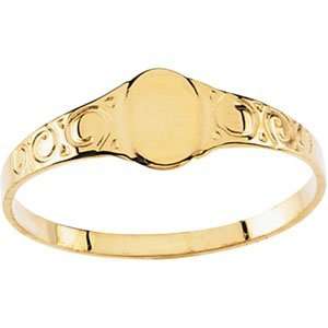  14K Yellow Gold 03.00 MM Youth Oval Signet Ring Jewelry