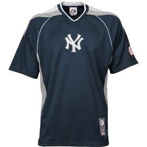  New York Yankees Blue Majestic V Neck Jersey: Sports 