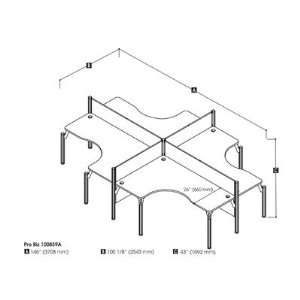  Pro Biz Four L Desk Workstation With 4 Melamine Privacy 