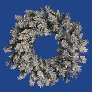 Vickerman 17948   24 Flk Sugar Pine Wreath 45LED WmWht (A100425LED 