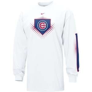  Nike Chicago Cubs White MLB Overthrow Long Sleeve T shirt 