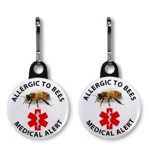 ALLERGIC TO BEES 2 Pack 1 inch Zipper Pull Charms 