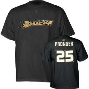  Chris Pronger Black Reebok Name and Number Anaheim Ducks T 