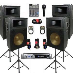   15 Speakers, Mixer, Mic, Stands and Cables DJ Set New CROWNPPT15CSET8