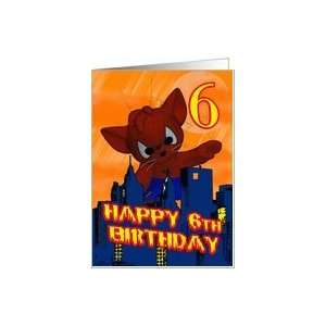  6th Birthday Spider Cat, sixth Birthday Card Card: Toys 