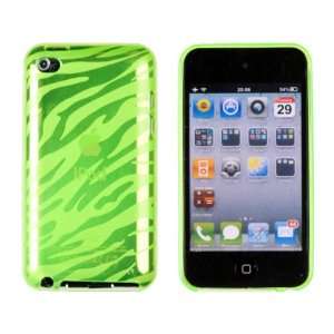  Green Zebra Striped Flexi TPU Case for Apple iPod Touch 4G 