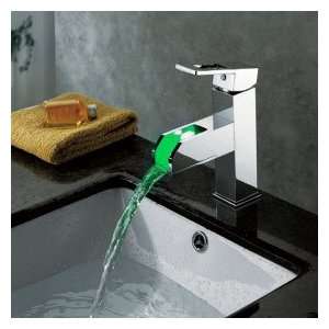  Color Changing LED Waterfall Bathroom Sink Faucet   Blade 