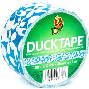  10yd 1.88 Blue Surf Duck Brand Printed Duct Tape    White 