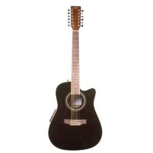  12 String Cutaway 4eq black Guitar: Musical Instruments