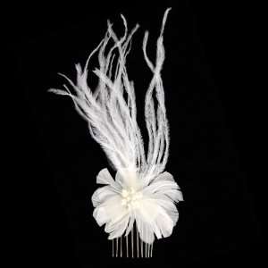  X06 C2CO4770 Bettes Feather and Pearl Hair Comb Beauty