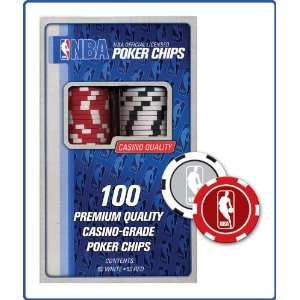 Officially Licensed NBA 11.5g Poker Chips 100 pcs (50 Red and 50 White 