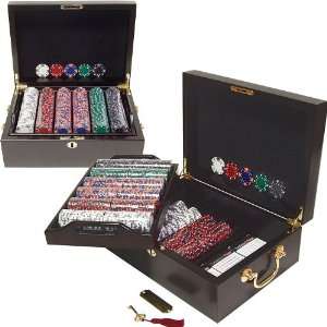 14g Tri Color Ace/King Suited Poker Set with Mahogany Case: 500 Chips 