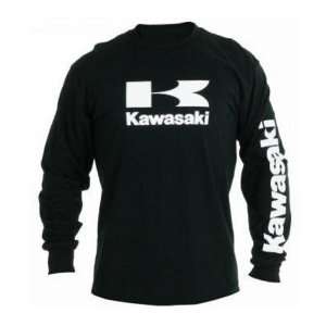 Kawasaki Stacked Logo Long Sleeve T Shirt. 100% Cotton. K007 1752 BK