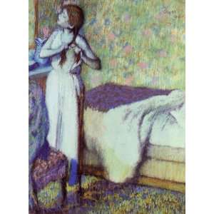  Oil Painting: Young Girl Braiding Her Hair: Edgar Degas 