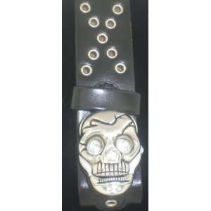   SMALL SKULL SHAPE OPEN FACE WITH BLACK BELT LADIES WATCH: Everything