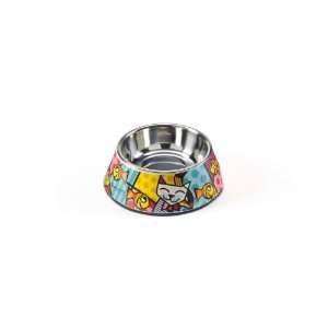  Romero Britto Small Cat Bowl with Stainless Steel Insert 