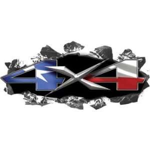  Ripped / Torn Metal 4x4 Decals with Texas Flag: Automotive