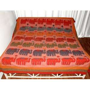 Indian Rajrang Home Decor Patch & Thread Work Cotton Bed Sheet 