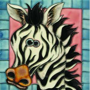  8x 8 Art Tile  Cross Eyed Zebra
