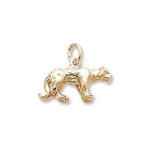  14kt Yellow Gold Cougar Charm. 3 Dimensional Gold and 