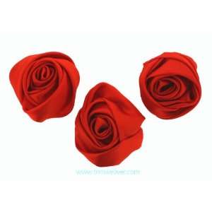 Medium Satin Rose Bud Flower in Red   6 Pieces: Everything 