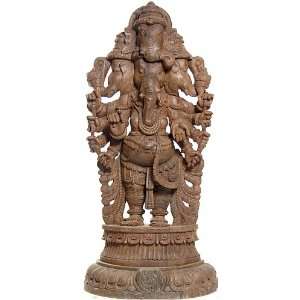   Heramba Ganesha   South Indian Temple Wood Carving: Home & Kitchen