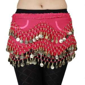   Coins Belly Dance Hip Scarf, Vogue Style  hot pink: Everything Else