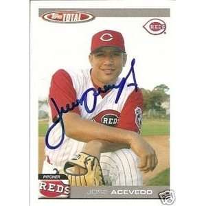  Jose Acevedo Signed Reds 2004 Topps Total Card: Sports 