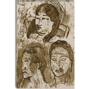 Trois Tetes Tahitiennes by Paul Gauguin Canvas Painting Reproduction 