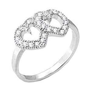  Tqw34711CCH T15 CZ Diamond Double Hearts Ring (8) Jewelry