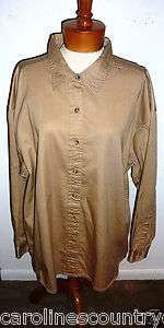 ULTRA CLUB COLLECTION SHIRT~Camel Color~Long Sl.~Button Front~Miss 