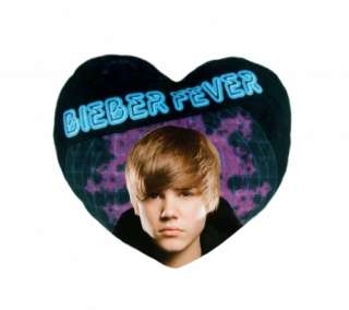 JUSTIN BIEBER FEVER HEART SHAPED PRINTED PLUSH CUSHION BED ROOM DECOR 