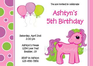 LITTLE PINK PONY Girl Birthday Invitations & Labels  