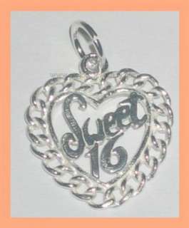 Sweet 16 Sterling Silver Heart Charm 16 Birthday Bj1922  