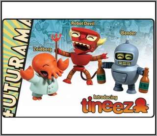   Futurama Tineez 3pc Set    Bender Robot Devil and Zoidberg Set  