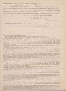 Statesville North Carolina moonshine Whiskey 1886 Warrant Document 