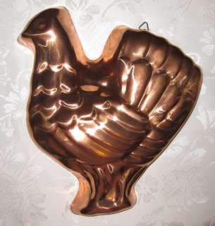 VINTAGE LARGE 10 TALL COPPER ROOSTER HANGER JELLO KITCHEN MOLD Made 