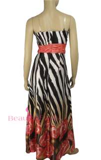   Strapless Zebra Evening Dress Porm Dress Maxi Party Gown 07042 Size M