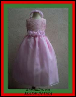 FS 071 NEW PINK WEDDING CHILDREN PAGEANT FLOWER GIRL DRESS SIZE 2 