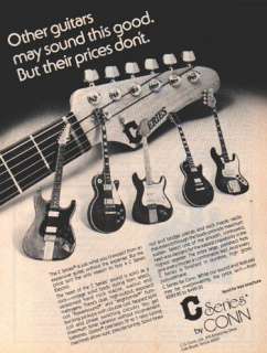 CONN GUITAR PINUP AD vtg 70s electric Strat Les Paul  