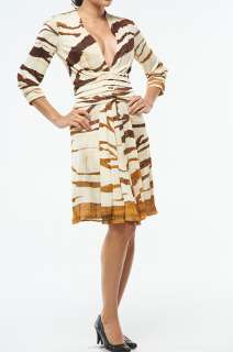 New $1900 Roberto Cavalli A Line Dress Cream/Brown S 44  