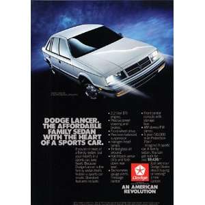 Print Ad: 1986 Dodge Lancer: Dodge: Books