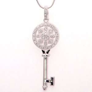  Treasure Chest Key Sun Stamped Silver Necklace: Jewelry
