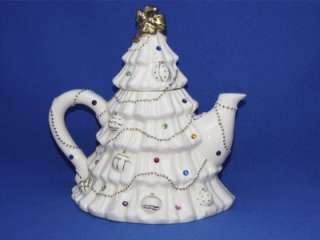 LENOX JEWELED CHRISTMAS TREE TEAPOT TEA POT, MINT CONDITION  